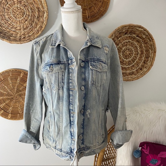 Old Navy Jackets & Blazers - Old Navy Blue Distressed Faded Denim Jean Jacket